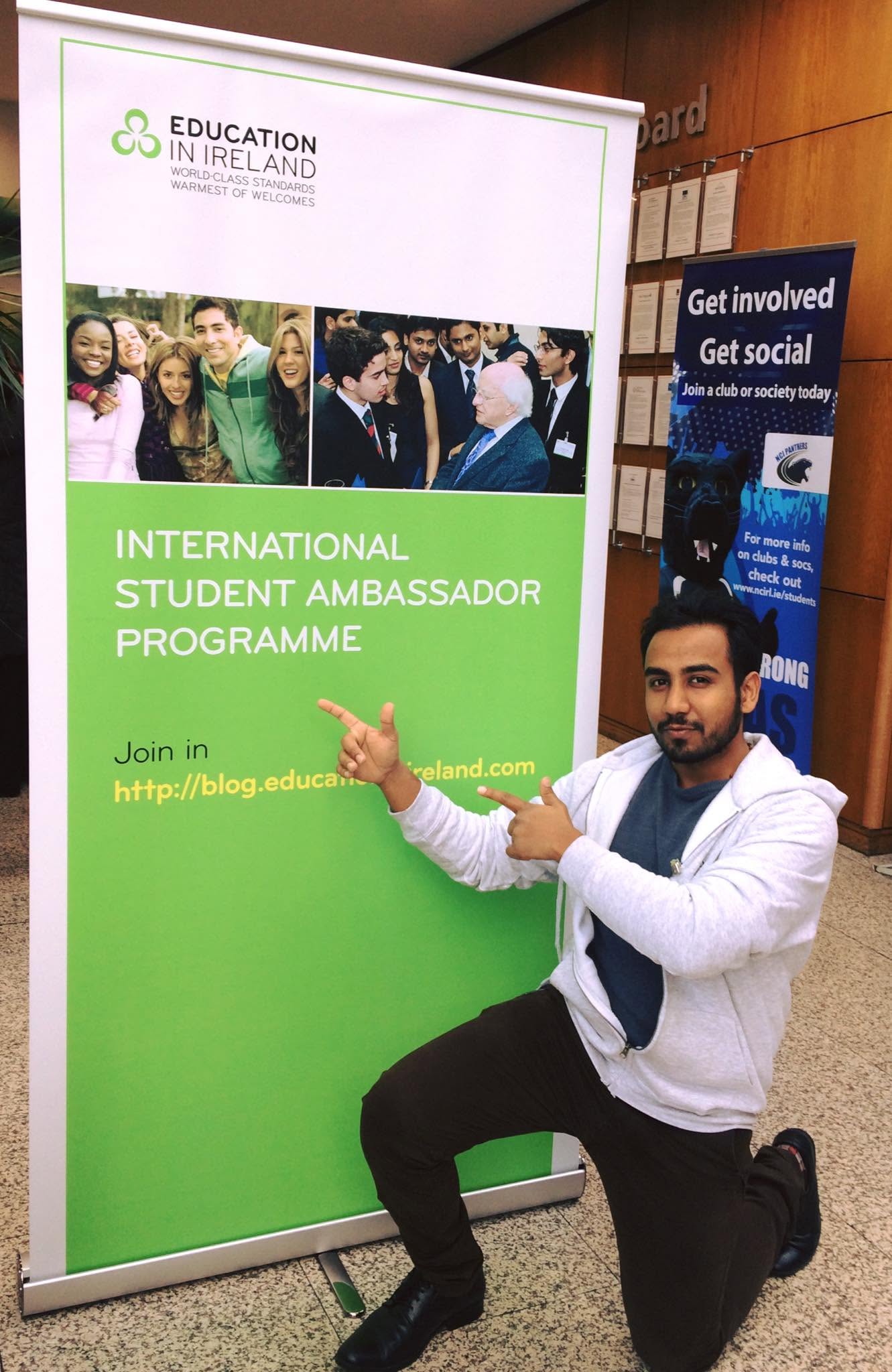 Ronald Saraswat during international student ambassador activities in Ireland