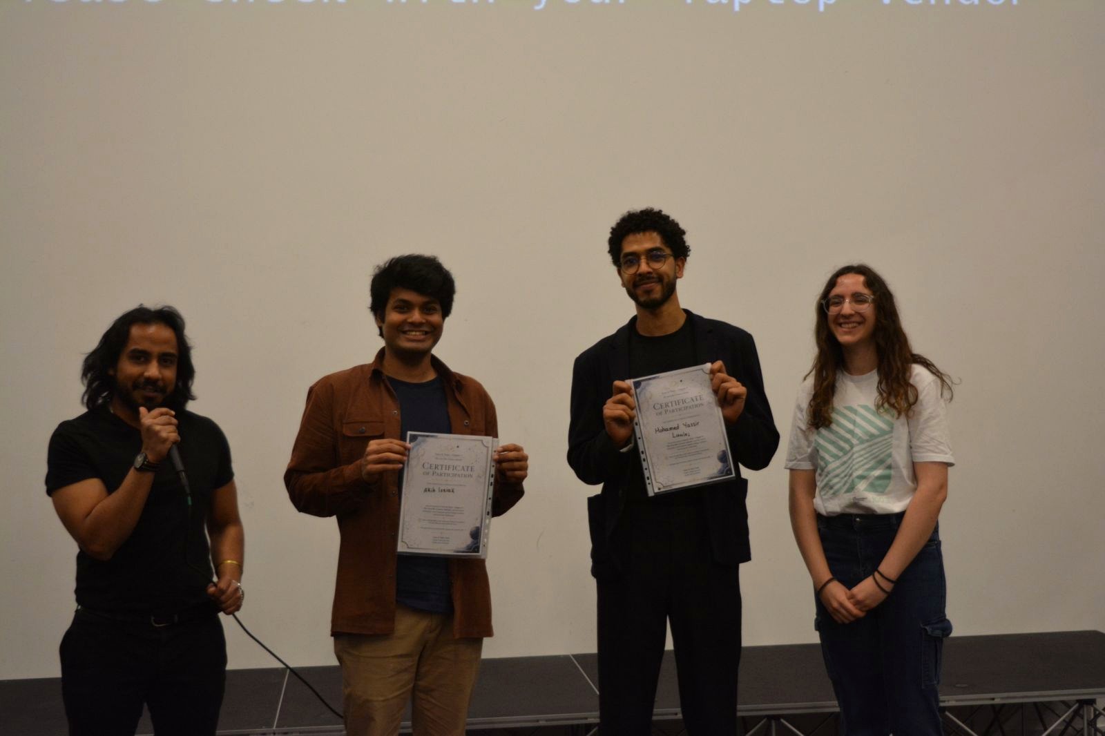 Recognition and certificate presentation during a Gene & Tonic event